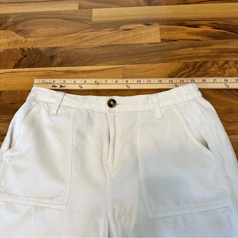 aerie White Cotton Blend Utility Shorts Frayed Hem Patch Pockets Women’s Size M - Picture 4 of 9
